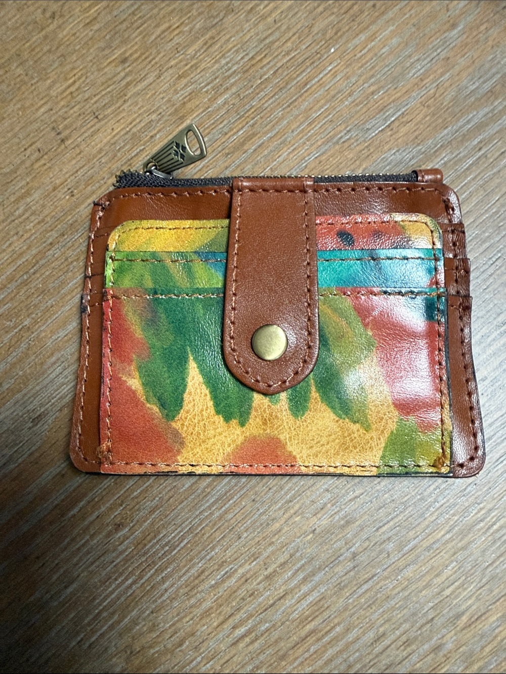 Patricia Nash Cassis Leather Watercolor Card Wallet with ID Window